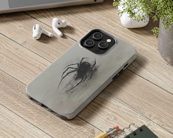 Coque de téléphone araignée noire 16 15 14 13 12 11 Pro Max Mini Plus Samsung S24 S23 S22 S21 effrayante Halloween coque de téléphone cadeau d'Halloween