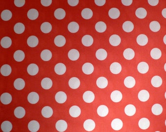 Pink and White Polka Dot - Vintage Fabric - Polyester