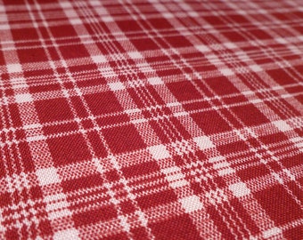 Burgunday Plaid - Vintage Fabric - Cotton - Primitive