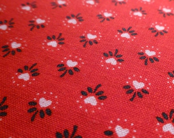 Heart Flowers - Vintage Fabric - Cotton - VIP Screenprint - Cranston Print Works