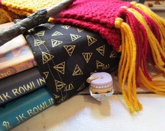 Deathly Hallows Book Sleeve - Large - Book Pocket, Book Pouch, Book Protector, Book Bag, Bookish Gift - Padded and Lined - Harry Potter