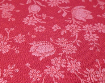 Tulips and Daisies - Destash Fabric - Cotton - Cranberry