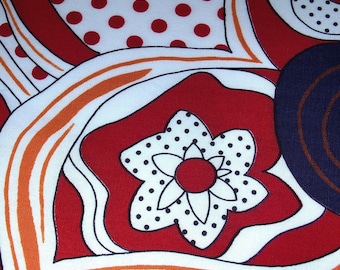 Retro Flower - Vintage Fabric - Cotton Blend - Large Print