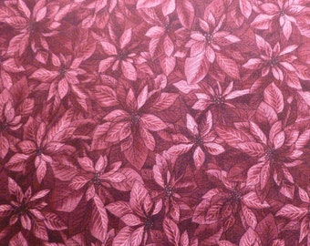 Purple Poinsettias - Destash Fabric - Cotton - Winter Wonderland - Hoffman Fabrics