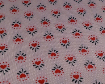 Heart Flowers - Vintage Fabric - Cotton - VIP Screenprint - Cranston Print Works