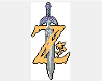 Legend of Zelda Master Sword Z Logo cross stitch pattern (47 X 93 stitches)