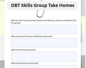 DBT Skills Take Home Lesson Worksheet for Final Session - Fillable and easy to use