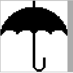 Umbrella Cross Stitch Pattern PDF (52 pixels X 55 pixels)