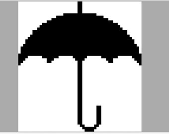 Umbrella Cross Stitch Pattern PDF (52 pixels X 55 pixels)