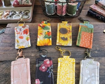 Fabric Chapstick Holder Keychain, Lip Balm Pocket Clip