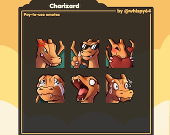 Set emote Charizard (Twitch/Discord) + varianti brillanti