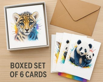 Nursery Animal Greeting Card Set: Baby Shower, Birthday, Thank You