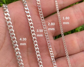 Alfred & Vincent Solid .925 Sterling Silver Cuban Curb Chain - 7mm, Made In Italy (16-30 Inches)