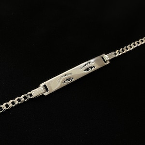 Sterling Silver Human Eyes Personalized Bracelet, Engraved Your Eye Photo Bracelets, Personalized Bracelet