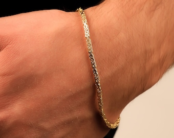 Pulsera bizantina de oro de 14 k, pulsera de oro Bali de 2,30 mm de grosor, pulsera King Gold, pulsera bizantina de oro