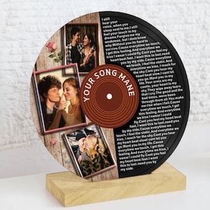 Personalized Vinyl Record with Photo Acrylic Song Plaque Birthday Anniversary Fathers Mothers Valentines Day Gift for Her Him Husband Friend