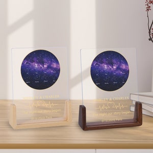 Carte de la constellation personnalisée, carte des étoiles personnalisée par date Cadeaux pour couple Cadeaux Saint Valentin Cadeau d'anniversaire pour elle Cadeau pour femme et mari