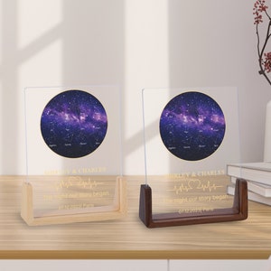 Carte de la constellation personnalisée, carte des étoiles personnalisée par date Cadeaux pour couple Cadeaux Saint Valentin Cadeau d'anniversaire pour elle Cadeau pour femme et mari