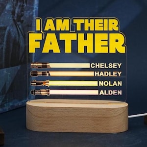 I Am Their Father Light Personalized Gifts for Dad From Wife, Night Light w Kids Names, Husband from Kid, Lightsaber Sign, Fathers Day Gift