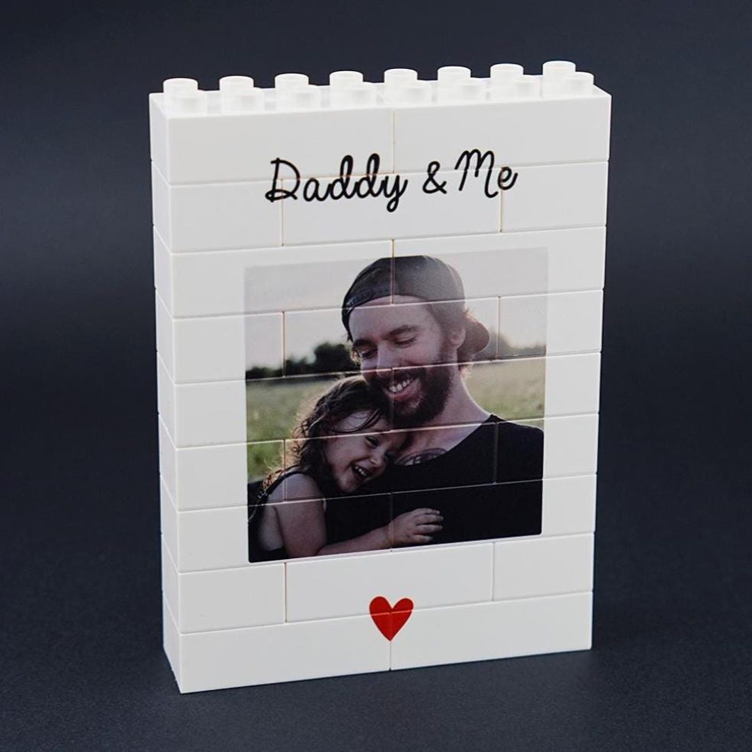 Fathers Day Gift Personalized Daddy and Me Brick Photo Block, Gift for ...