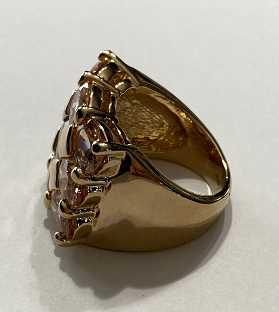 Amber Colored Large Rectangular 70s Look Ring-Cos… - image 2