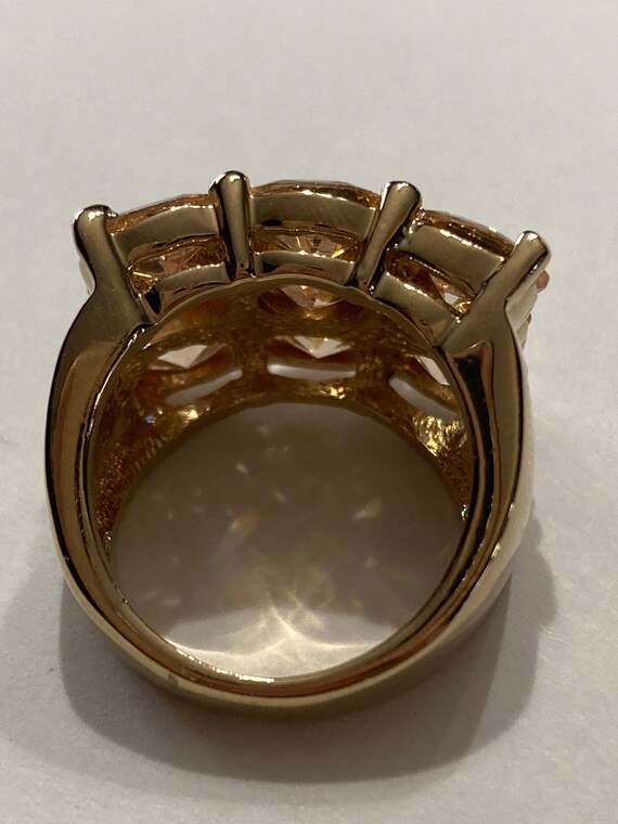 Amber Colored Large Rectangular 70s Look Ring-Cos… - image 7