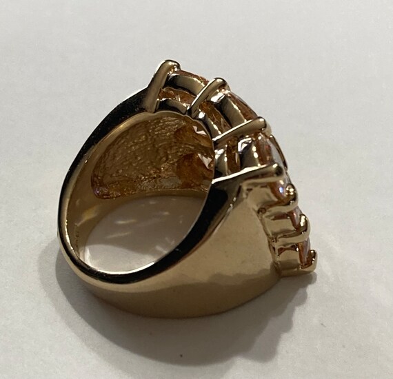 Amber Colored Large Rectangular 70s Look Ring-Cos… - image 6