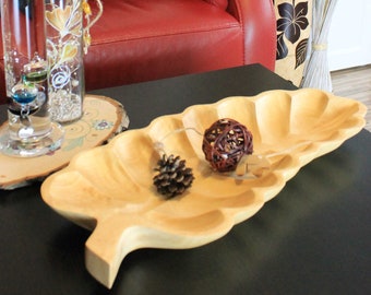 Ciotola in legno ciotola decorativa fruttiera decorazione in legno design foglia 33 cm realizzata in legno di mango fatto a mano marrone nero - Italia