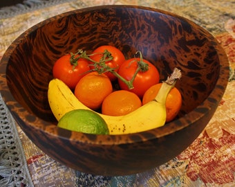 Wooden bowl wooden bowl decorative bowl fruit bowl wooden decoration design polished round 30 cm made of mango wood handmade