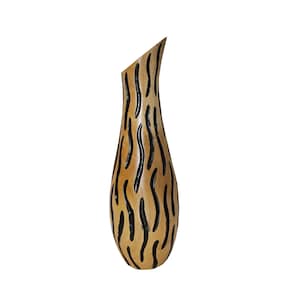 Vase flower vase wooden vase floor vase table vase decorative vase for decoration 60 cm in natural-black
