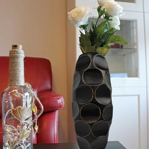 Vase flower vase wooden vase floor vase table vase decorative vase for decoration 30 cm in black
