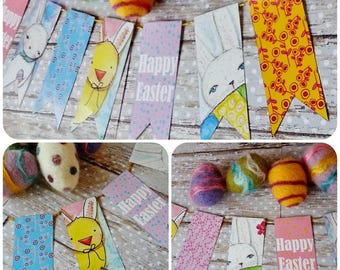 Happy Easter Banner PDF printable - digital college sheet bunny chick