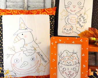 Spooktacular stitcheries PATTERN PDF - halloween primitive pillow pumpkin