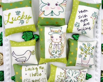 St. Patrick's Day Ornaments embroidery Pattern - PDF irish stitchery ireland lucky primitive ornies bowl fillers