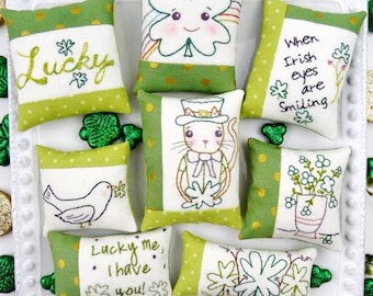 St. Patrick's Day Ornaments embroidery Pattern - PDF irish stitchery ireland lucky primitive ornies bowl fillers