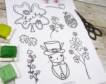 St. Patrick's day Stitchery PDF Pattern - embroidery sheet easy simple  irish