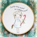 Christmas candy cane embroidery Pattern PDF girl - Mistletoe retro modern kiss hoop art wish