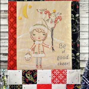 Good Cheer Christmas Embroidery Pattern PDF - Quilt Design Girl Snowman ...