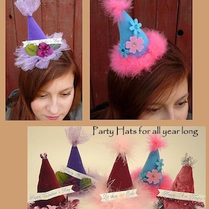 Festive Party Hats with Banners Pattern PDF fabric sew halloween fascinator easy quick sewing primitive image 4