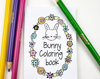 Bunny coloring book design PDF -  1 page you print easy craft - illustration digital download gift uprint