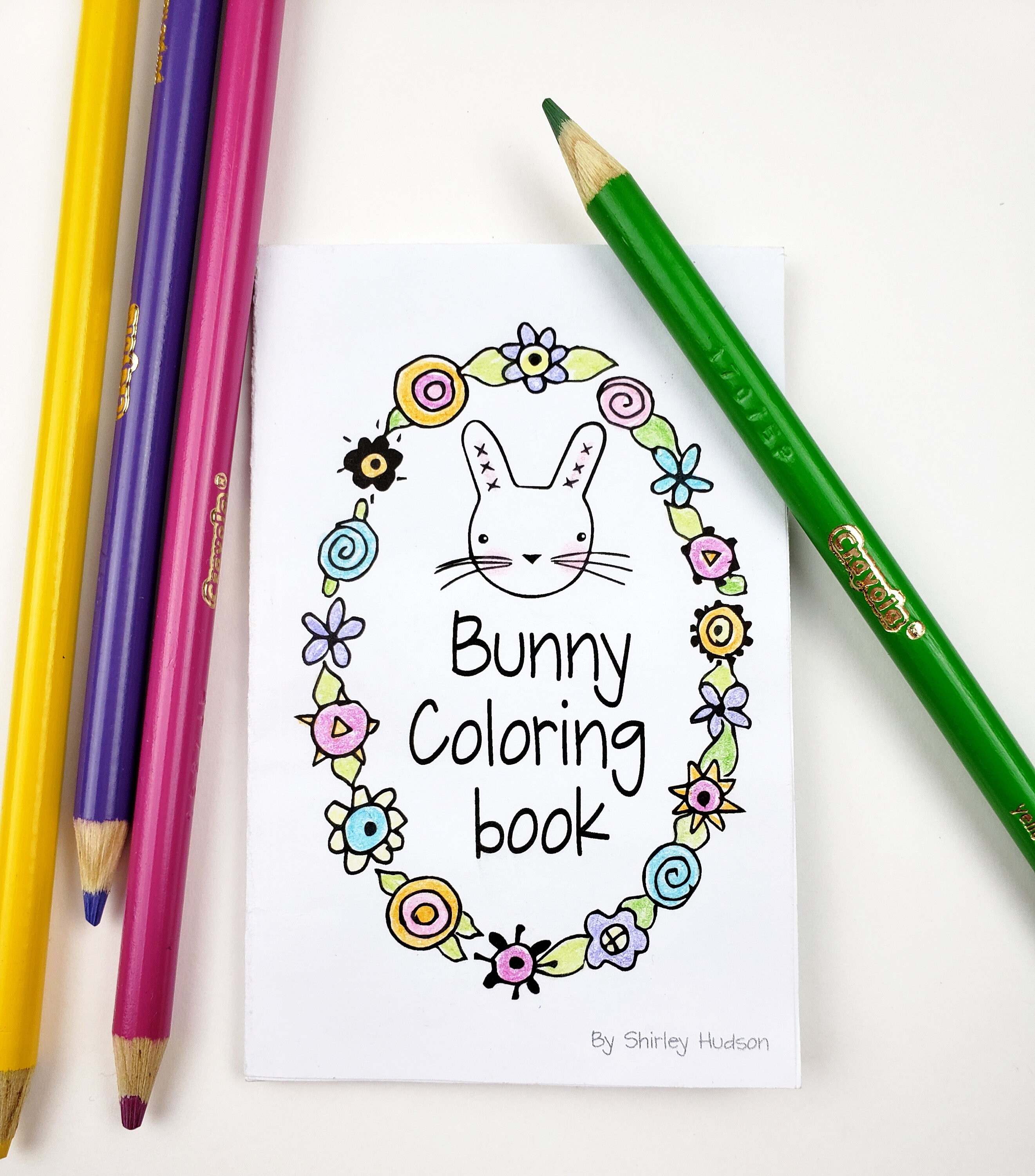 Bunny coloring book design PDF - 1 page you print easy craft - illustration  digital download gift uprint