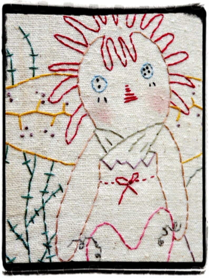 LOVE raggedy ann embroidery Pattern pdf prim stitchery doll vintage like heart fabric sew craft valentine primitive image 2