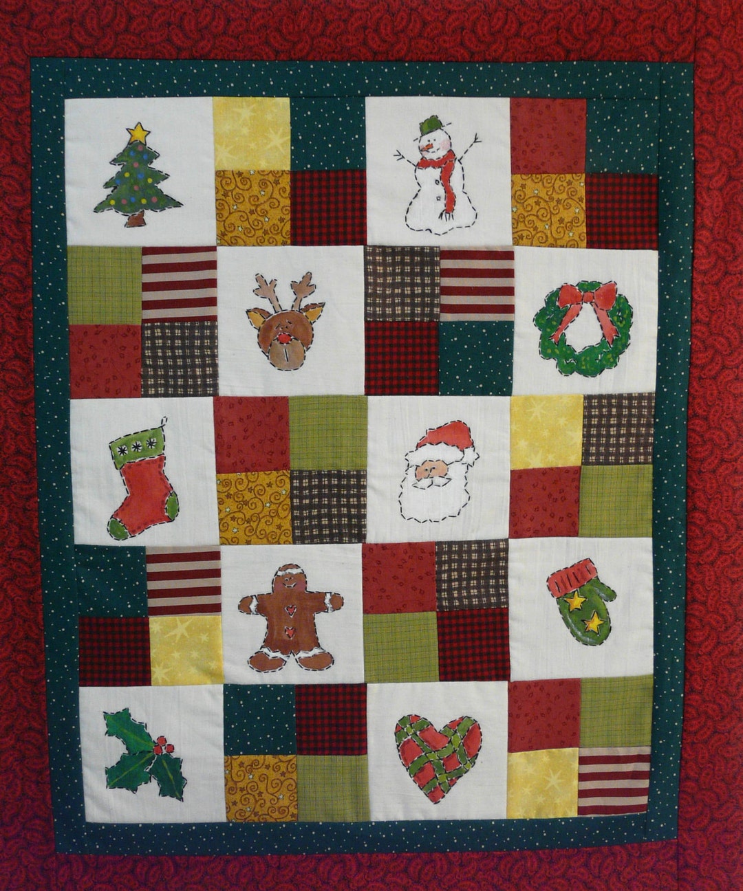 Christmas Embroidery Quilt Sampler PDF Pattern Primitive Hand Stitchery