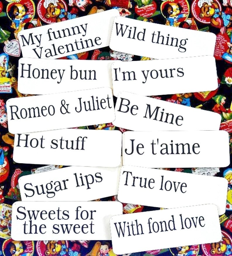 12 large valentine flash cards pdf vintage like phrases etsy