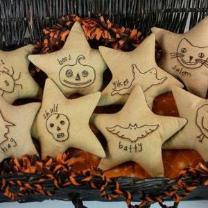 Haunted Halloween ornies Stitchery Pattern PDF - primitive boo embroidery