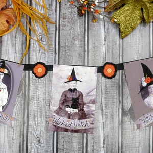 Una collezione Witchy Vintage Halloween Fogli di collage PDF ornamenti tutorial modello bomboniera per streghe immagine 7