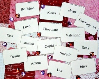Valentine Flash Cards PDF - vintage like 16 altered art party scrapbooking Heart love february 14 amour be mine digital uprint primitive
