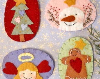 Sweet Christmas Wool Pins Pattern PDF - embroidery angel