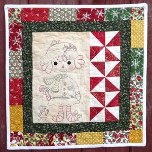 Candy Cane RAGGEDY Ann Mouse mice PDF PATTERN - Quilt christmas stitchery embroidery