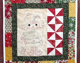 Candy Cane RAGGEDY Ann Mouse mice PDF PATTERN - Quilt christmas stitchery embroidery